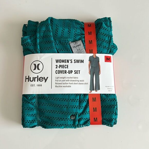 Hurley Women’s Swim 2-Piece Cover-Up Set Crochet - Picture 3 of 5